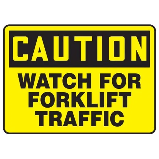 Accuform MVHR631VS 7"" x 10"" OSHA Caution Safety Sign: Watch for Forklift Traffic Adhesive Vinyl