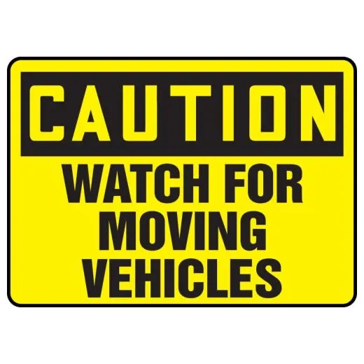 Accuform MVHR682VP 7"" x 10"" OSHA Caution Traffic Safety Sign: Watch for Moving Vehicles