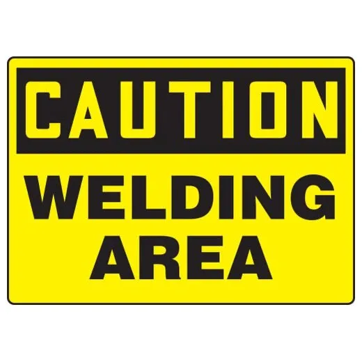 Accuform MWLD611VS 7"" x 10"" Adhesive Vinyl OSHA Caution Safety Sign: Welding Area