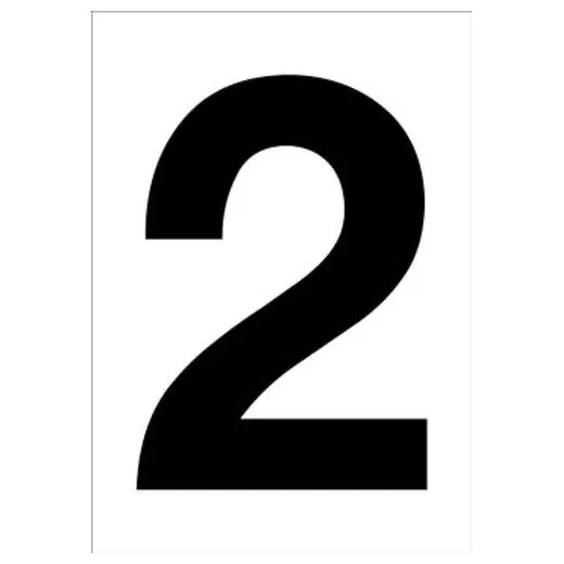 Accuform NCC1052BKWT 10"" x 7"" Really Big Character Sign Number 2 Black/White Single-Face