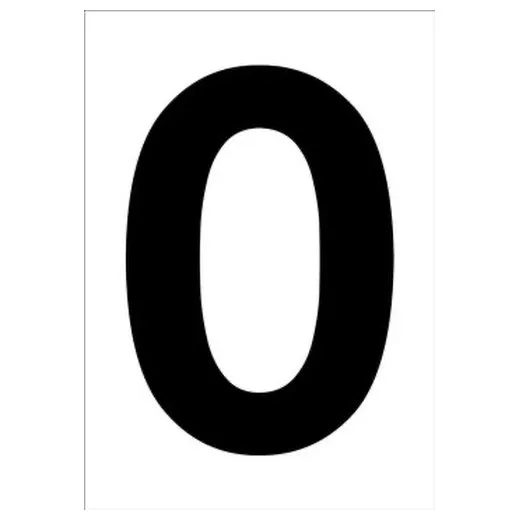 Accuform NCC1070BKWT 20"" x 14"" Really Big Character Sign Number 0 Black/White Single-Face