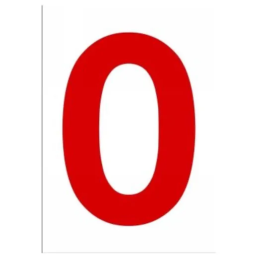 Accuform NCC1070RDWT 20"" x 14"" Really Big Character Sign Red/White Number 0