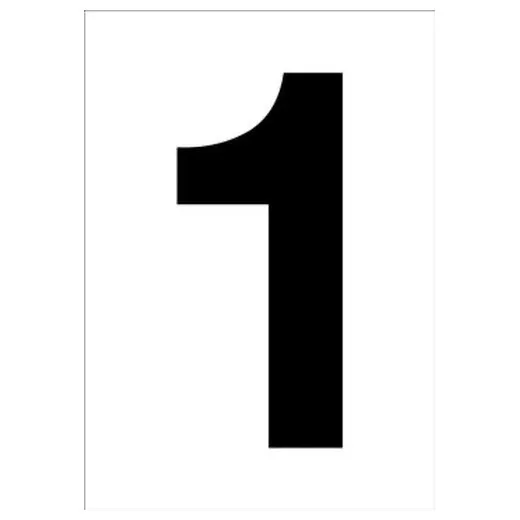 Accuform NCC1071BKWT 20"" x 14"" Really Big Character Sign Black/White Number 1