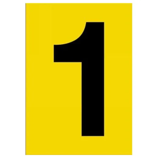 Accuform NCC1071BKYL 20"" x 14"" Really Big Character Sign Black/Yellow Number 1