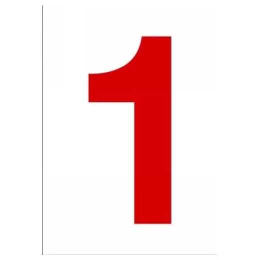 Accuform NCC1071RDWT 20"" x 14"" Really Big Character Sign Red/White Number 1