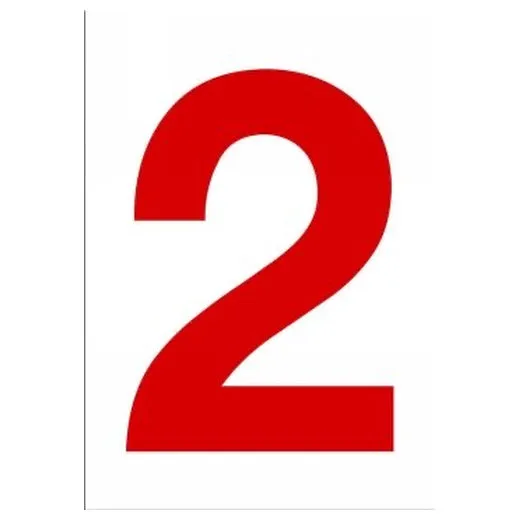 Accuform NCC1072RDWT 20"" x 14"" Really Big Character Sign Red/White Number 2