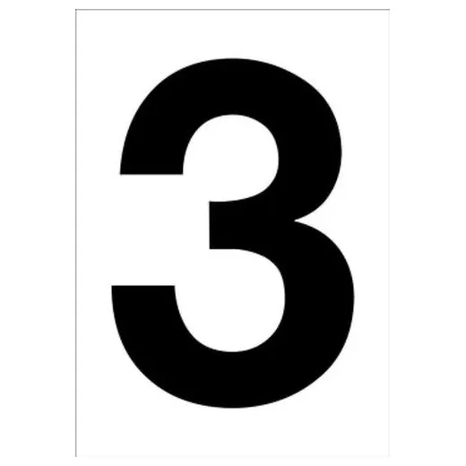 Accuform NCC1073BKWT 20"" x 14"" Really Big Character Sign Black/White Number 3