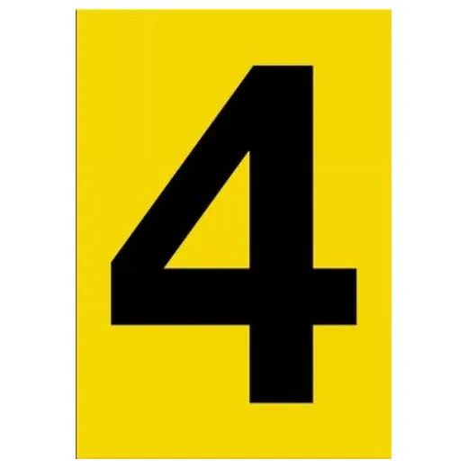 Accuform NCC1074BKYL 20"" x 14"" Really Big Character Sign Black/Yellow Number 4