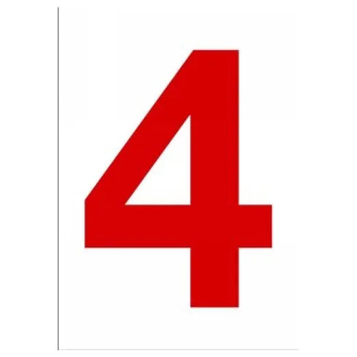 Accuform NCC1074RDWT 20"" x 14"" Really Big Character Sign Red/White Number 4