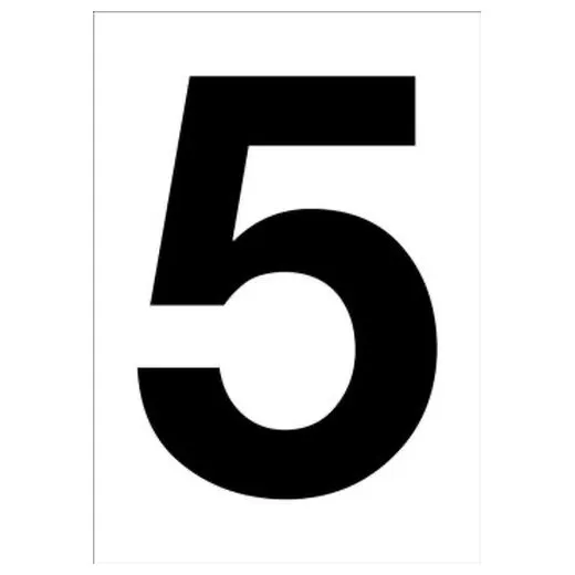 Accuform NCC1075BKWT 20"" x 14"" Really Big Character Sign Black/White Number 5