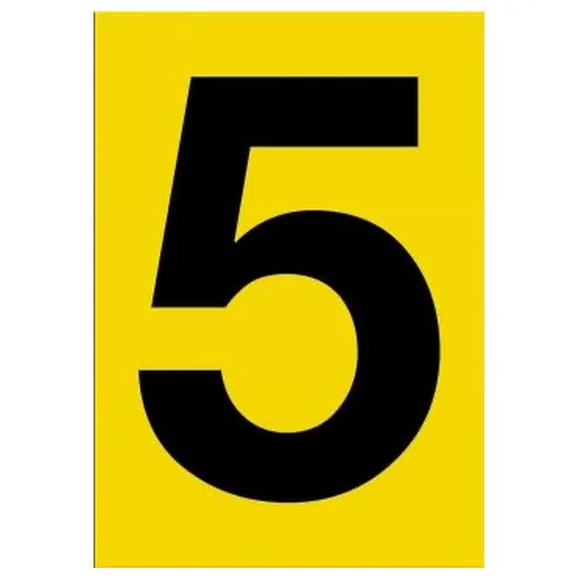 Accuform NCC1075BKYL 20"" x 14"" Really Big Character Sign Black/Yellow Number 5