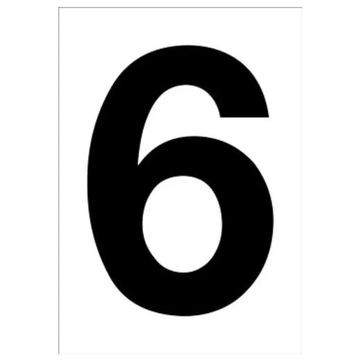 Accuform NCC1076BKWT 20"" x 14"" Really Big Character Sign Black/White Number 6