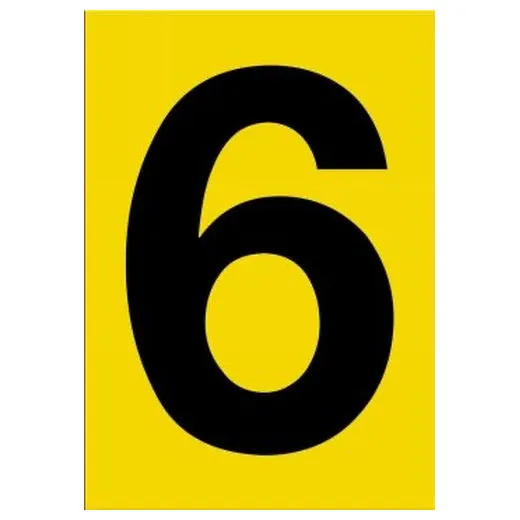 Accuform NCC1076BKYL 20"" x 14"" Really Big Character Sign Black/Yellow Number 6