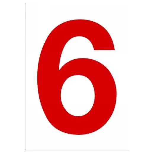 Accuform NCC1076RDWT 20"" x 14"" Really Big Character Sign Red/White Number 6