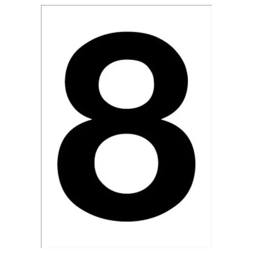 Accuform NCC1078BKWT 20"" x 14"" Really Big Character Sign Black/White Number 8