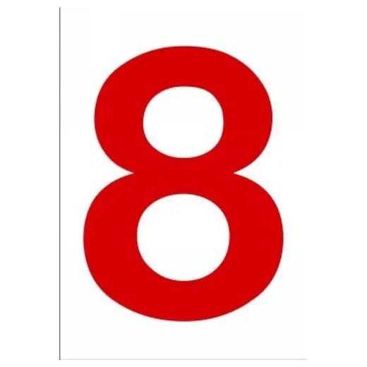 Accuform NCC1078RDWT 20"" x 14"" Really Big Character Sign Red/White Number 8