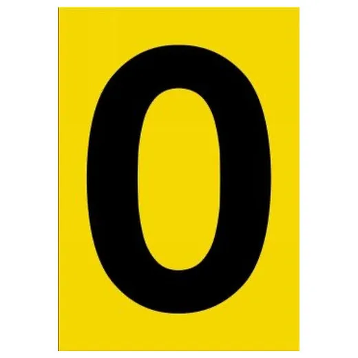 Accuform NCC2080BKYL 20"" x 14"" Really Big Character Sign Number 0 Black/Yellow Double-Face
