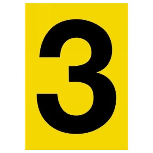 Accuform NCC2083BKYL 20"" x 14"" Really Big Character Sign Black/Yellow Number 3