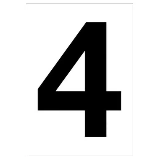Accuform NCC2084BKWT 20"" x 14"" Really Big Character Sign Black/White Number 4
