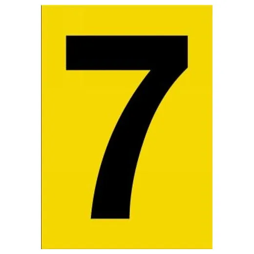 Accuform NCC2087BKYL 20"" x 14"" Really Big Character Sign Black/Yellow Number 7