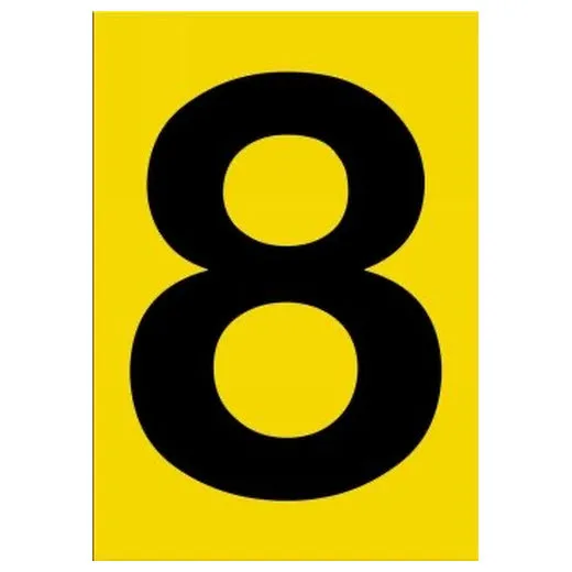 Accuform NCC2088BKYL 20"" x 14"" Really Big Character Sign Number 8 Black/Yellow Double-Face
