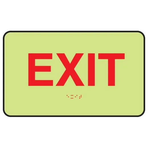 Accuform PAG102 6"" x 10"" Lumi-Glow Braille Sign: Exit
