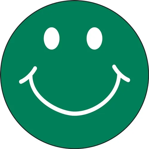 Accuform PBL102GN 1"" Square UltraCling Color Green Smile Faces Marking Dots, Pack of 10 pcs