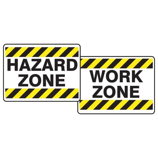 Accuform PFK528 18"" x 24"" Quik Sign Fold-Up: Hazard Zone / Work Zone