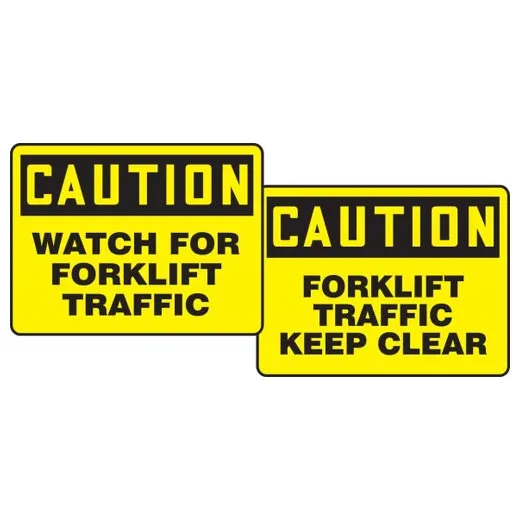 Accuform PFK607 OSHA Caution Quik Sign Fold-Up: Watch for Forklift Traffic / Forklift Traffic Keep Clear