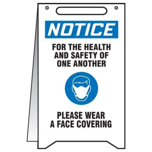Accuform PFR001 20"" x 12"" OSHA Notice Fold-Up Safety Sign: for The Health and Safety of One Another Please Wear a Face Covering