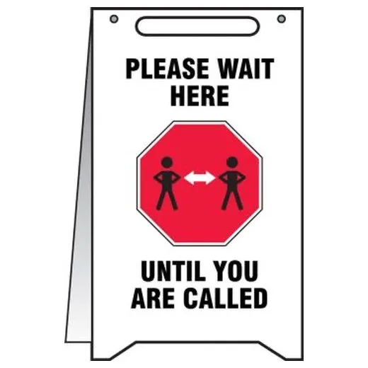 Accuform PFR011 20"" x 12"" Fold-Up Safety Sign: Please Wait Here Until You Are Called