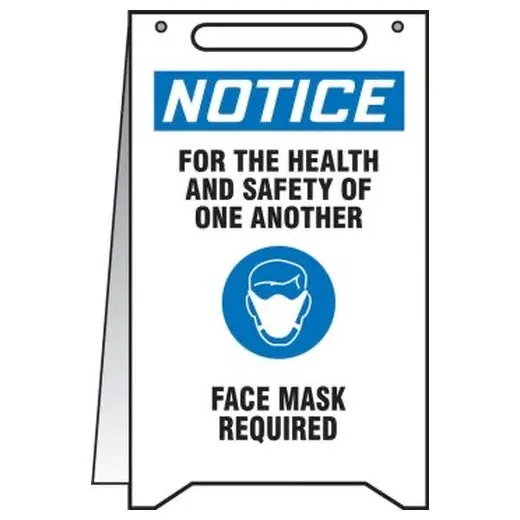 Accuform PFR012 20"" x 12"" OSHA Notice Fold-Up Safety Sign: for The Health and Safety of One Another Face Mask Required