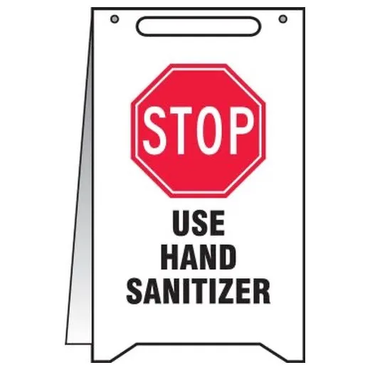 Accuform PFR016 20"" x 12"" Fold-Up Floor Sign: Stop Use Hand Sanitizer