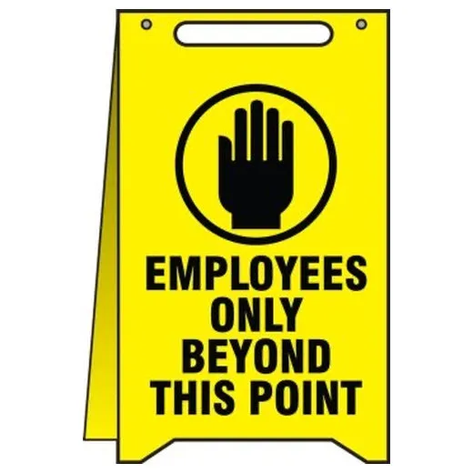 Accuform PFR017 20"" x 12"" Fold-Up Floor Sign: Employees Only Beyond This Point