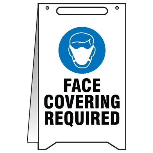 Accuform PFR018 20"" x 12"" Fold-Up Floor Sign: Face Covering Required