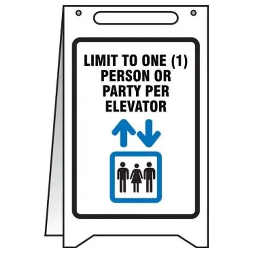 Accuform PFR112 20"" x 12"" Fold-Up Safety Sign: Limit to One Person or Party per Elevator