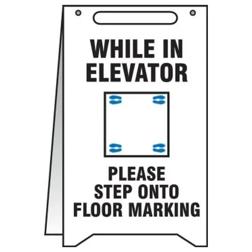 Accuform PFR117 20"" x 12"" Fold-Up Safety Sign: While in Elevator Please Step Onto Floor Marking