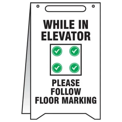 Accuform PFR118 20"" x 12"" Fold-Up Safety Sign: While in Elevator Please Follow Floor Marking