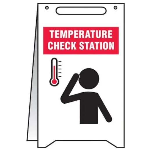 Accuform PFR470 20"" x 12"" Fold-Up Safety Sign: Temperature Check Station