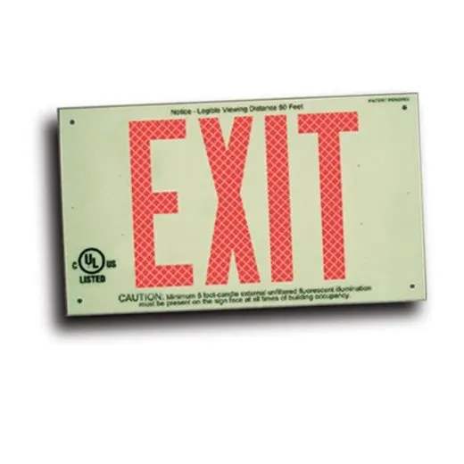 Accuform PLW275RD Ultra-Glow Safety Sign: Exit (One-Dimensional Plate Style) Standard Red Letters