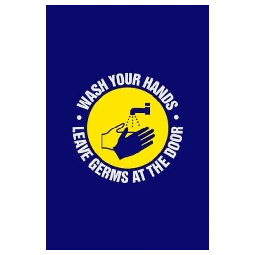 Accuform PMM102BU 5-ft x 3-ft NoTrax Message Mat: Wash Your Hands Leave Germs at The Door Blue