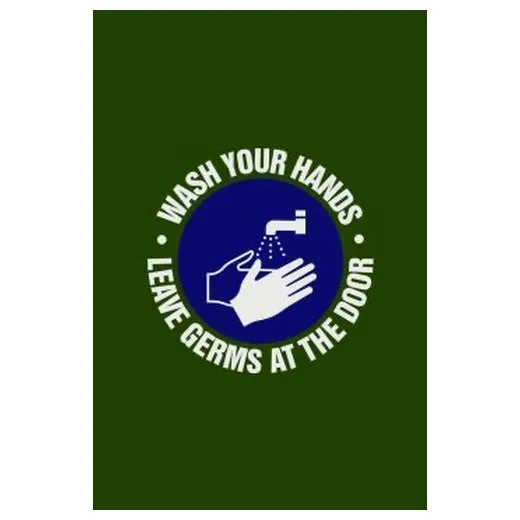 Accuform PMM102GN 5-ft x 3-ft NoTrax Message Mat: Wash Your Hands Leave Germs at The Door Green