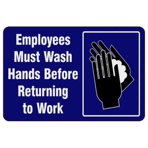 Accuform PMM105BU 3-ft x 5-ft NoTrax Message Mat: Employees Must Wash Hands Before Returning to Work