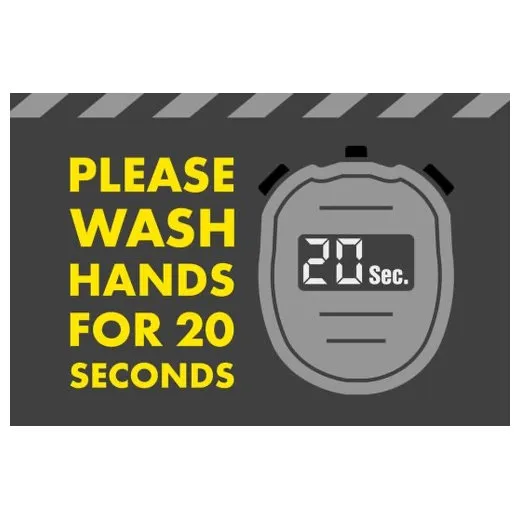 Accuform PMM106CH 3-ft x 5-ft NoTrax Message Mat: Please Wash Hands for 20 Sec Charcoal