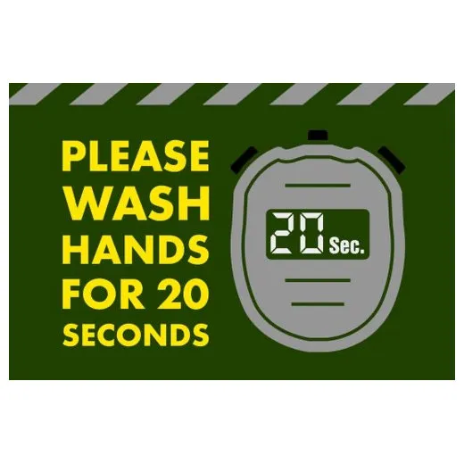 Accuform PMM106GN 3-ft x 5-ft NoTrax Message Mat: Please Wash Hands for 20 Sec Green
