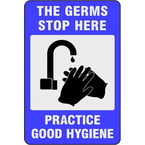 Accuform PMM107BU 5-ft x 3-ft NoTrax Message Mat: The Germs Stop Here Practice Good Hygiene
