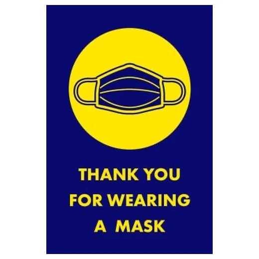 Accuform PMM121BU 5-ft x 3-ft NoTrax Message Mat: Thank You for Wearing a Mask Blue