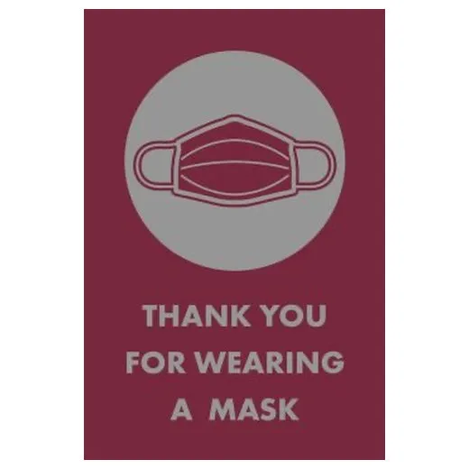 Accuform PMM121RD 5-ft x 3-ft NoTrax Message Mat: Thank You for Wearing a Mask Red
