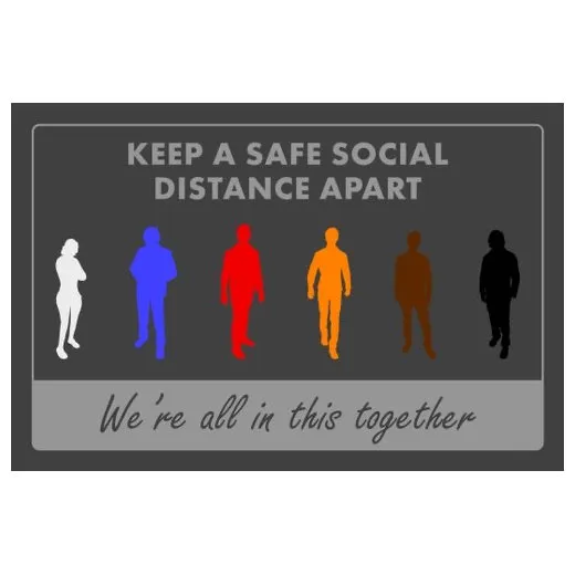 Accuform PMM122CH 3-ft x 5-ft NoTrax Message Mat: Keep a Safe Social Distance Apart We're All in This Together Charcoal