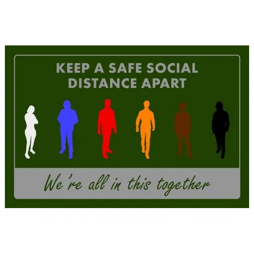 Accuform PMM122GN 3-ft x 5-ft NoTrax Message Mat: Keep a Safe Social Distance Apart We're All in This Together Green